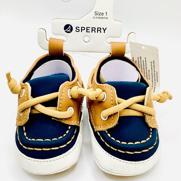 Sperry Navy and Tan Baby Boat Shoes - Picture 8 of 10